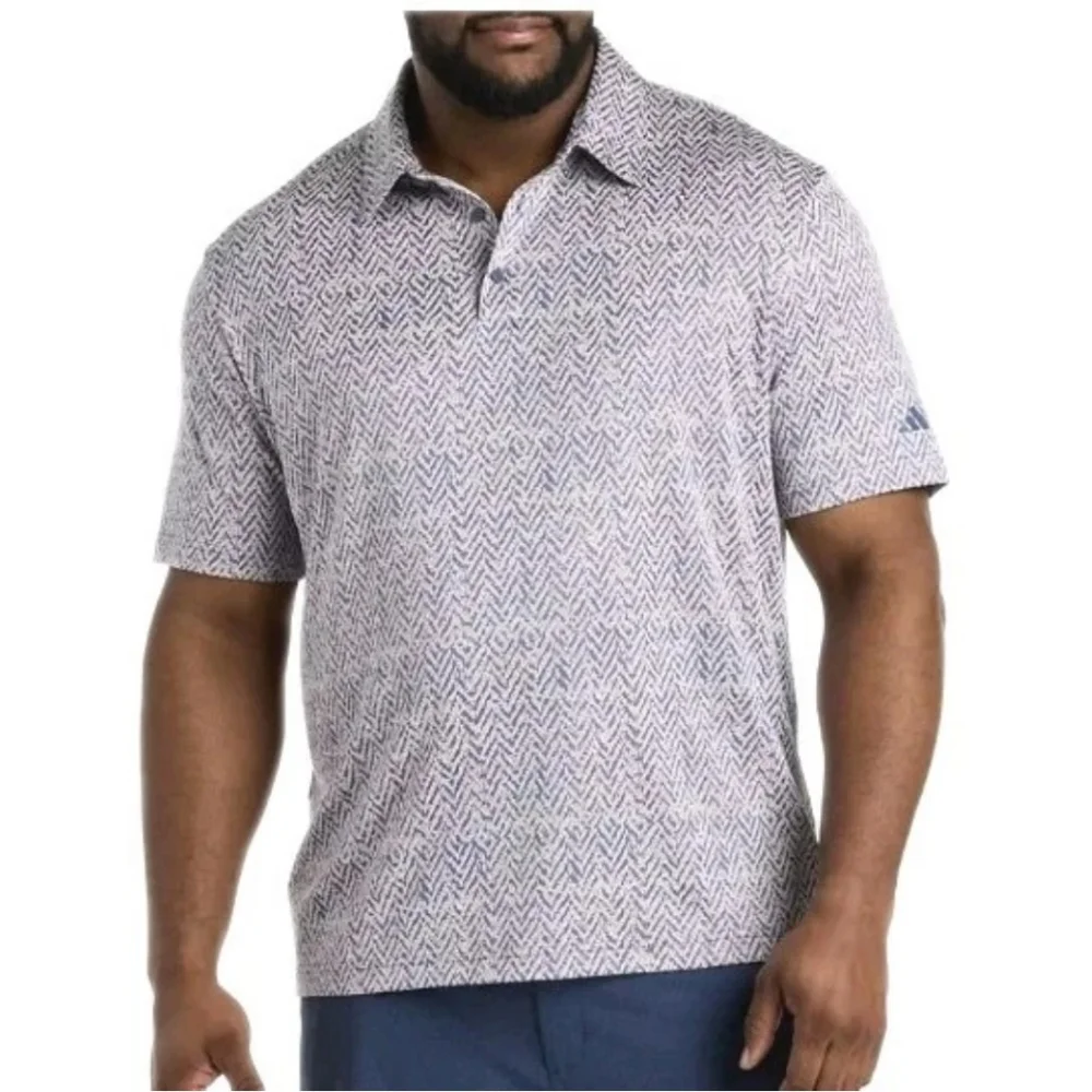 Adidas Fairway Jacquard Golf Polo Shirt Men 2X Blue Burst Pickleball Tennis Nwt